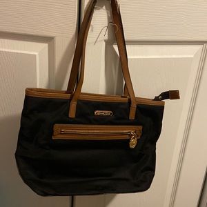 Michael Kors Black & Tan Nylon Tote Bag